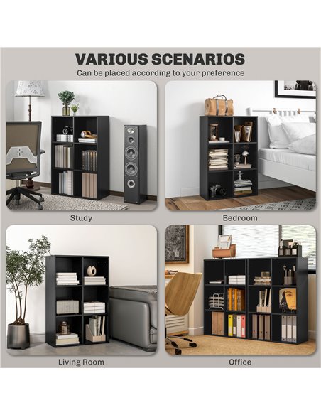 HOMCOM Six-Cube Bookcase - Black Wood Effect 836-369V80BK - pic 87145 | FastDaddyshop