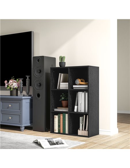 HOMCOM Six-Cube Bookcase - Black Wood Effect 836-369V80BK - pic 87147 | FastDaddyshop