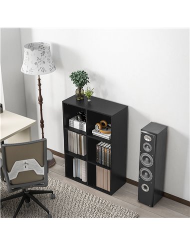 HOMCOM Six-Cube Bookcase - Black Wood Effect 836-369V80BK