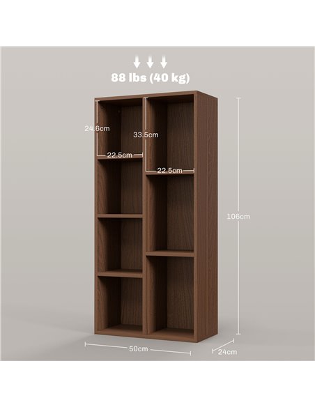 HOMCOM Seven-Cube Bookcase - Walnut Wood Effect 836-367V80WN - pic 87151 | FastDaddyshop