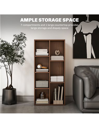 HOMCOM Seven-Cube Bookcase - Walnut Wood Effect 836-367V80WN