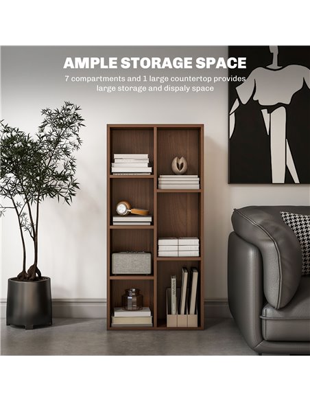 HOMCOM Seven-Cube Bookcase - Walnut Wood Effect 836-367V80WN - pic 87152 | FastDaddyshop