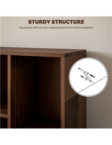 HOMCOM Seven-Cube Bookcase - Walnut Wood Effect 836-367V80WN