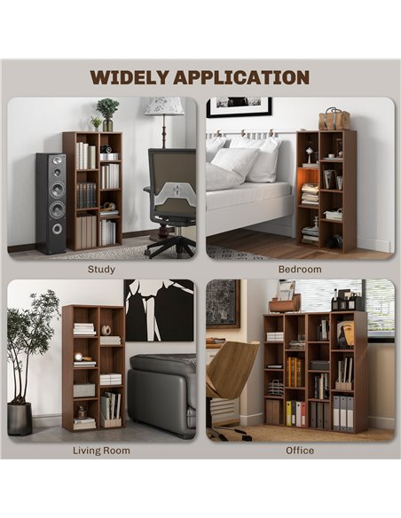 HOMCOM Seven-Cube Bookcase - Walnut Wood Effect 836-367V80WN - pic 87154 | FastDaddyshop