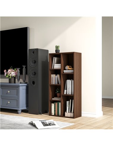 HOMCOM Seven-Cube Bookcase - Walnut Wood Effect 836-367V80WN