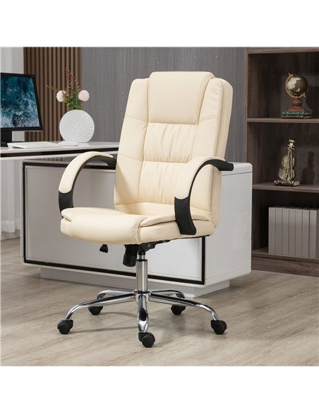 Vinsetto High Back Executive Office Chair, PU Leather Swivel Chair with Padded Armrests, Adjustable Height, Tilt Function, Beige - pic 8716 | FastDaddyshop