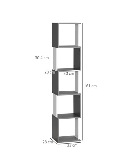 HOMCOM Modern 5-Tier Bookshelf, Freestanding Bookcase Storage Shelving for Living Room Home Office Study, Dark Grey 836-538MX - pic 87160 | FastDaddyshop