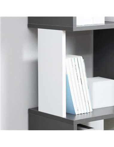 HOMCOM Modern 5-Tier Bookshelf, Freestanding Bookcase Storage Shelving for Living Room Home Office Study, Dark Grey 836-538MX