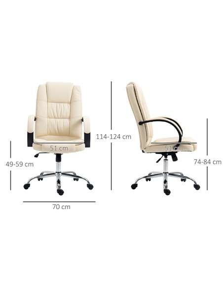 Vinsetto High Back Executive Office Chair, PU Leather Swivel Chair with Padded Armrests, Adjustable Height, Tilt Function, Beige - pic 8717 | FastDaddyshop