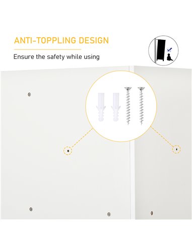 HOMCOM 3 Tier Kids Bookcase Toy Organiser Storage w/ 3 Fabric Drawers, White 311-044WT