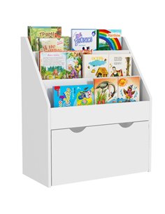 AIYAPLAY Bookcase for Kids with Shelves, Drawer, Bookcase for Bedroom, Playroom, White 311-075V80WT