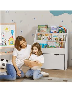 AIYAPLAY Bookcase for Kids with Shelves, Drawer, Bookcase for Bedroom, Playroom, White 311-075V80WT 2