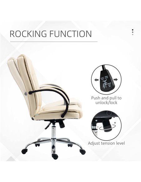 Vinsetto High Back Executive Office Chair, PU Leather Swivel Chair with Padded Armrests, Adjustable Height, Tilt Function, Beige - pic 8718 | FastDaddyshop