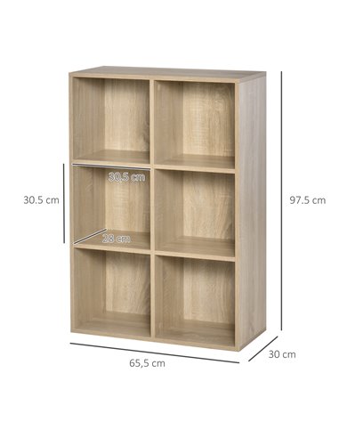 HOMCOM Six-Cube Bookcase - Oak Wood Effect 836-369AK