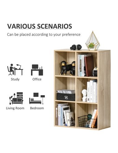 HOMCOM Six-Cube Bookcase - Oak Wood Effect 836-369AK