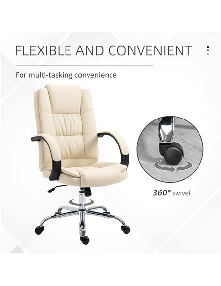Vinsetto High Back Executive Office Chair, PU Leather Swivel Chair with Padded Armrests, Adjustable Height, Tilt Function, Beige - pic 8719 | FastDaddyshop