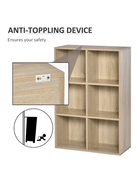 HOMCOM Six-Cube Bookcase - Oak Wood Effect 836-369AK - pic 87190 | FastDaddyshop