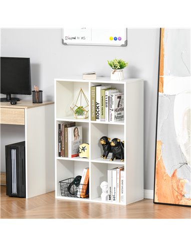 HOMCOM Six-Cube Bookcase - White Wood Effect 836-369WT