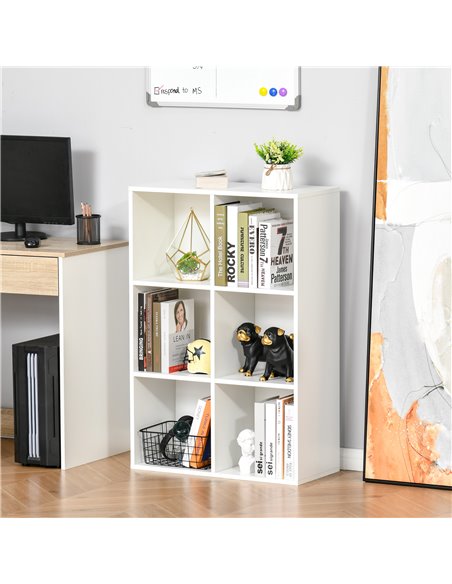 HOMCOM Six-Cube Bookcase - White Wood Effect 836-369WT - pic 87195 | FastDaddyshop