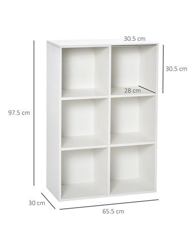 HOMCOM Six-Cube Bookcase - White Wood Effect 836-369WT
