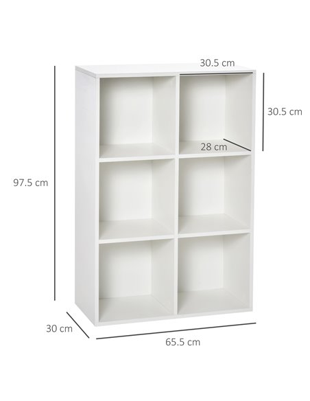 HOMCOM Six-Cube Bookcase - White Wood Effect 836-369WT - pic 87196 | FastDaddyshop