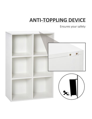 HOMCOM Six-Cube Bookcase - White Wood Effect 836-369WT
