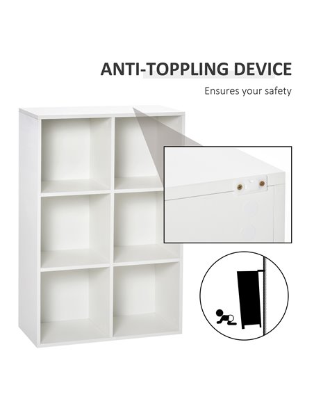 HOMCOM Six-Cube Bookcase - White Wood Effect 836-369WT - pic 87197 | FastDaddyshop