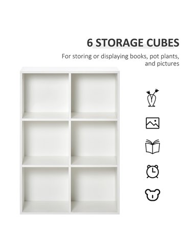 HOMCOM Six-Cube Bookcase - White Wood Effect 836-369WT