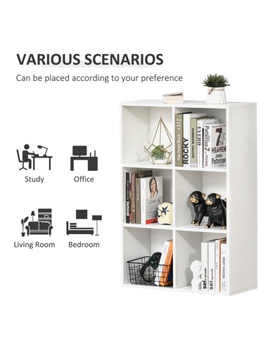 HOMCOM Six-Cube Bookcase - White Wood Effect 836-369WT