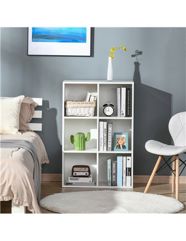 HOMCOM Six-Cube Bookcase - White Wood Effect 836-369WT