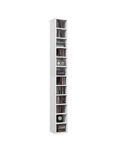 HOMCOM 204 CD Storage Unit, DVD Storage Tower with 12 Cubes, 175cm Tall Bookcase for Living Room, Home Office, Study Room, White