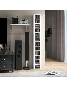 HOMCOM 204 CD Storage Unit, DVD Storage Tower with 12 Cubes, 175cm Tall Bookcase for Living Room, Home Office, Study Room, White 2