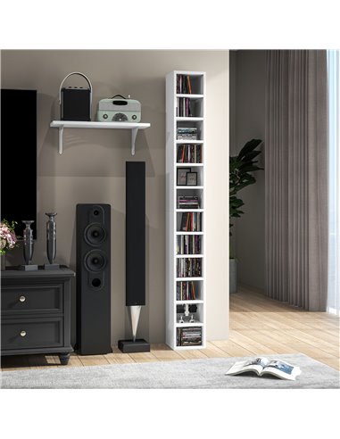 HOMCOM 204 CD Storage Unit, DVD Storage Tower with 12 Cubes, 175cm Tall Bookcase for Living Room, Home Office, Study Room, White