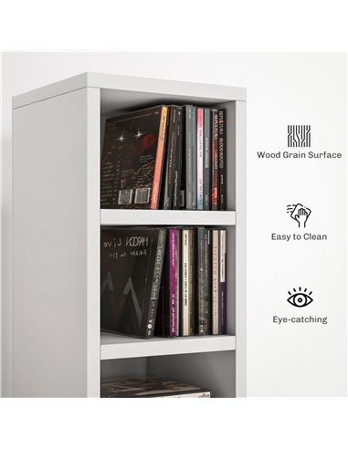 HOMCOM 204 CD Storage Unit, DVD Storage Tower with 12 Cubes, 175cm Tall Bookcase for Living Room, Home Office, Study Room, White