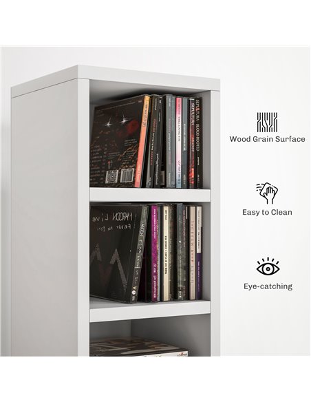HOMCOM 204 CD Storage Unit, DVD Storage Tower with 12 Cubes, 175cm Tall Bookcase for Living Room, Home Office, Study Room, White - pic 87207 | FastDaddyshop