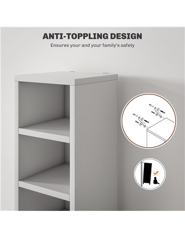 HOMCOM 204 CD Storage Unit, DVD Storage Tower with 12 Cubes, 175cm Tall Bookcase for Living Room, Home Office, Study Room, White