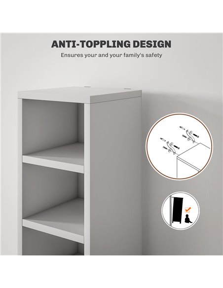 HOMCOM 204 CD Storage Unit, DVD Storage Tower with 12 Cubes, 175cm Tall Bookcase for Living Room, Home Office, Study Room, White - pic 87208 | FastDaddyshop