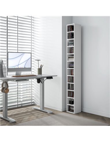 HOMCOM 204 CD Storage Unit, DVD Storage Tower with 12 Cubes, 175cm Tall Bookcase for Living Room, Home Office, Study Room, White