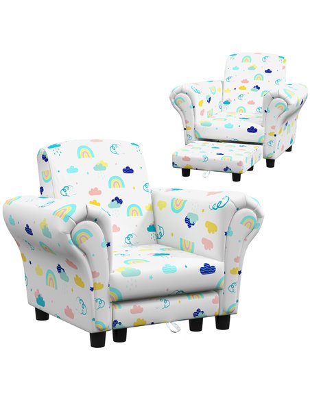 AIYAPLAY 2 Piece Kids Sofa Set with Cloud Design, Wooden Frame, for 1.5-3 Years Old, White 310-083V70WT - pic 87212 | FastDaddyshop