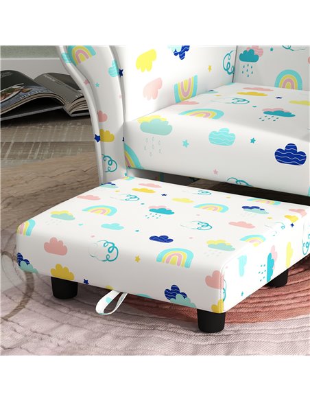 AIYAPLAY 2 Piece Kids Sofa Set with Cloud Design, Wooden Frame, for 1.5-3 Years Old, White 310-083V70WT - pic 87219 | FastDaddyshop
