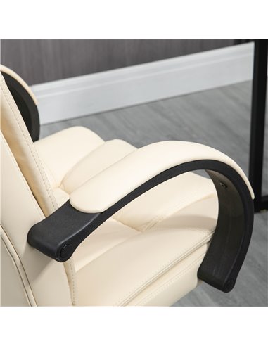 Vinsetto High Back Executive Office Chair, PU Leather Swivel Chair with Padded Armrests, Adjustable Height, Tilt Function, Beige