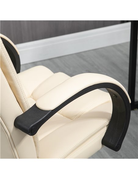 Vinsetto High Back Executive Office Chair, PU Leather Swivel Chair with Padded Armrests, Adjustable Height, Tilt Function, Beige - pic 8722 | FastDaddyshop