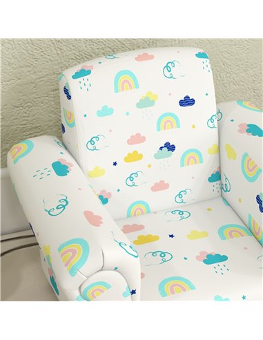 AIYAPLAY 2 Piece Kids Sofa Set with Cloud Design, Wooden Frame, for 1.5-3 Years Old, White 310-083V70WT