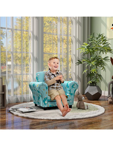 AIYAPLAY 2 Piece Kids Sofa Set with Dinosaur Design, Wooden Frame, for 1.5-3 Years Old, Blue 310-083V70BU - pic 87222 | FastDaddyshop