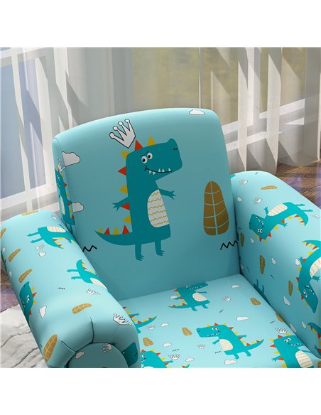 AIYAPLAY 2 Piece Kids Sofa Set with Dinosaur Design, Wooden Frame, for 1.5-3 Years Old, Blue 310-083V70BU - pic 87228 | FastDaddyshop