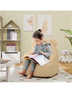 AIYAPLAY Kids Sofa Kids Armchair, Bear Shaped Toddler Chair for Bedroom Playroom Living Room, Aged 18 Months to 3 Years, Khaki 3 2