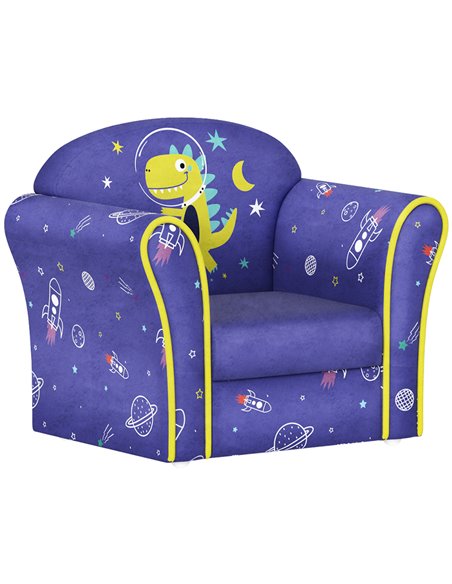 AIYAPLAY Kids Sofa Kids Couch Armchair with Stylish Planet and Dinosaurs Design, Wooden Frame, for Bedroom, Playroom, Kids Room, - pic 87248 | FastDaddyshop