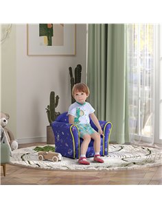 AIYAPLAY Kids Sofa Kids Couch Armchair with Stylish Planet and Dinosaurs Design, Wooden Frame, for Bedroom, Playroom, Kids Room, 2
