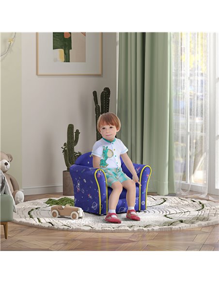 AIYAPLAY Kids Sofa Kids Couch Armchair with Stylish Planet and Dinosaurs Design, Wooden Frame, for Bedroom, Playroom, Kids Room, - pic 87249 | FastDaddyshop