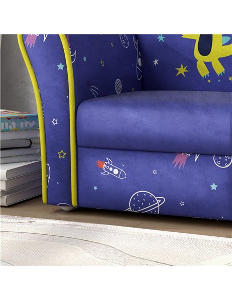 AIYAPLAY Kids Sofa Kids Couch Armchair with Stylish Planet and Dinosaurs Design, Wooden Frame, for Bedroom, Playroom, Kids Room, - pic 87256 | FastDaddyshop
